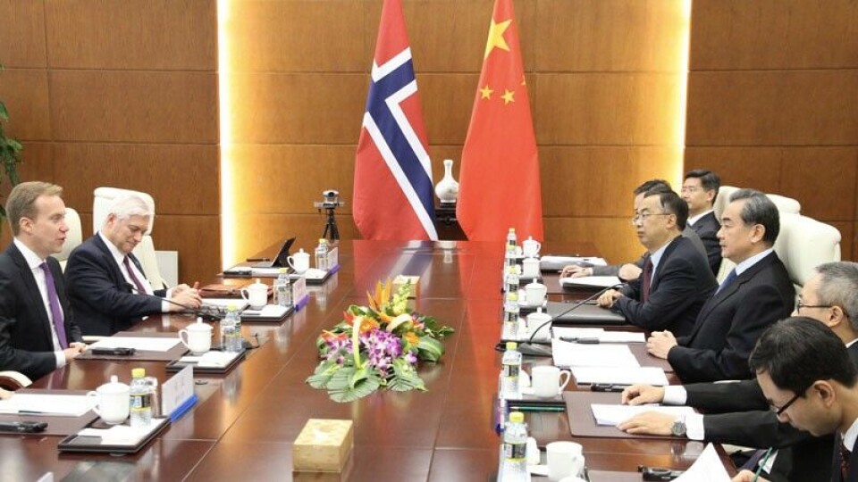 Foreign Ministers Børge Brende and Wang Yi. Photo: Frode Overland Andersen/MFA Norway