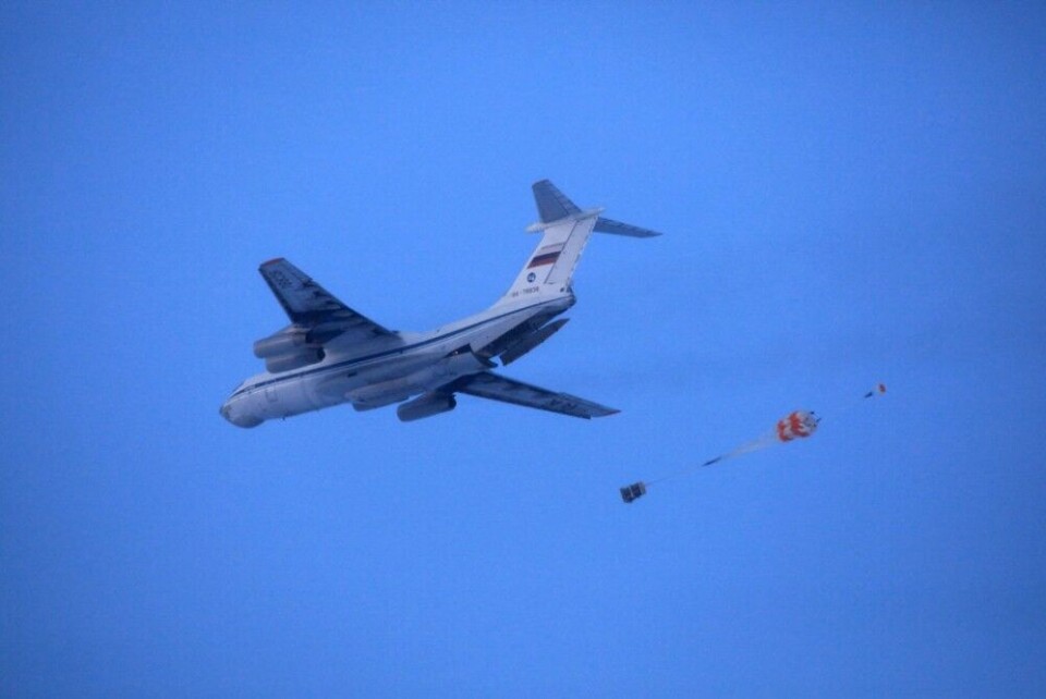 Airdrop over North Pole station Barneo. Photo: Irina Orlova on Facebook