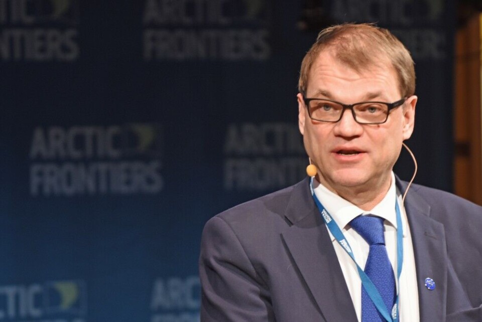 Finland's Prime Minister Juha Sipilä speaking at Arctic Frontiers in Tromsø. Photo: Thomas Nilsen