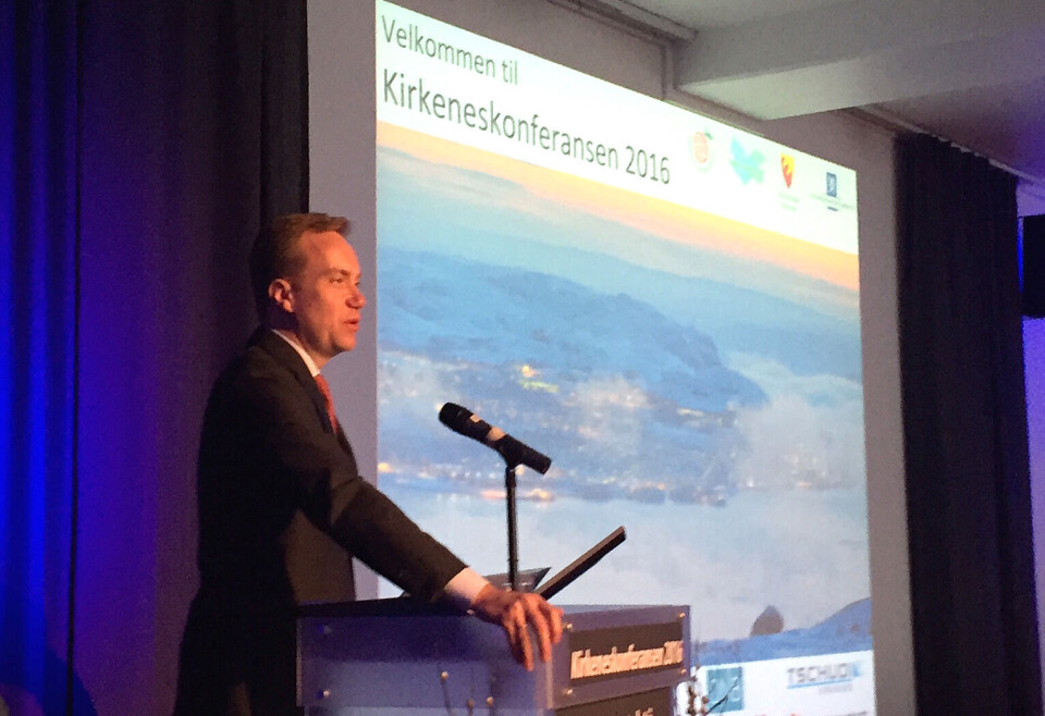 Børge Brende speaks in the Kirkenes Conference 2016. Photo: Atle Staalesen