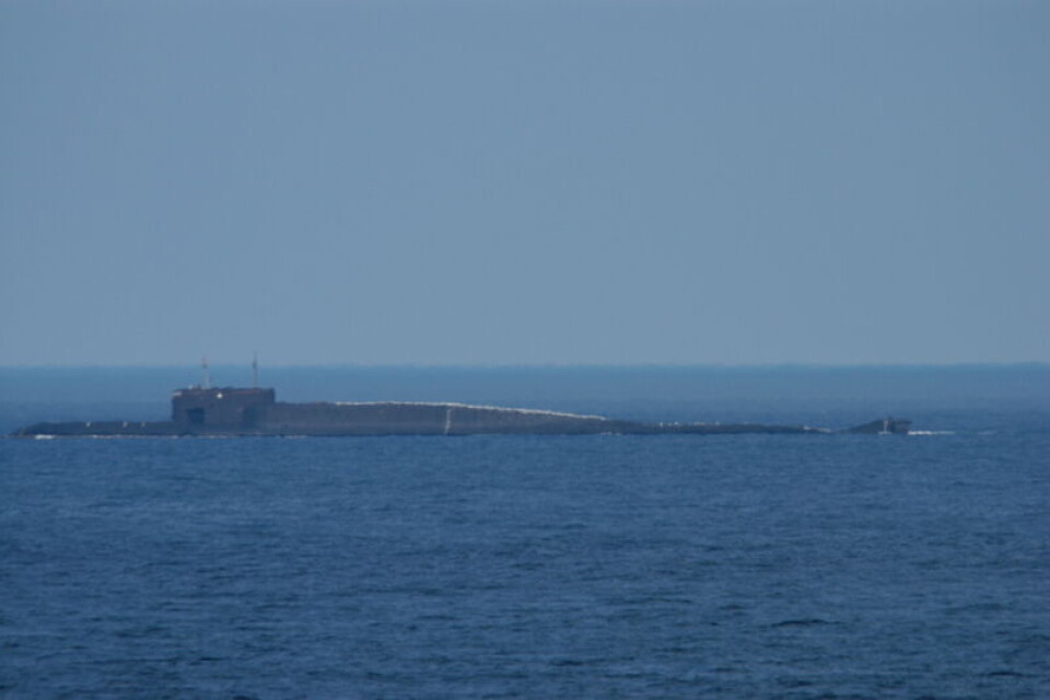 Russian Delta-IV submarine in the Barents Sea. Photo: Thomas Nilsen