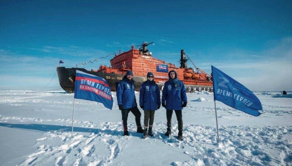 From the battlefield in Ukraine to the Arctic. Russian warriors waive Z-flags on the North Pole. Photo: Rosatomflot on VK