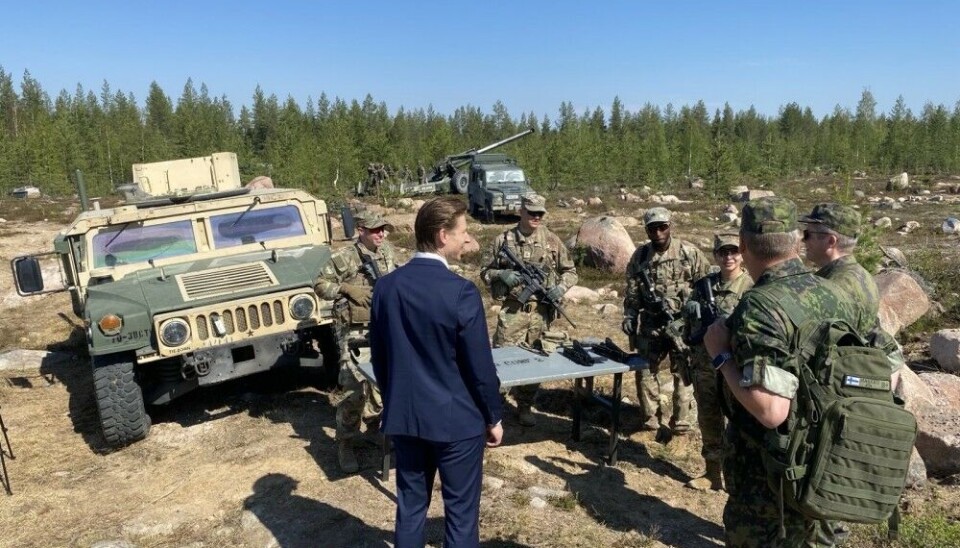 Finnish Defence Minister Antti Häkkänen visits military exercise Northern Forest 24 in Rovajärvi on Wednesday, May 29. Photo: Ministry of Defence
