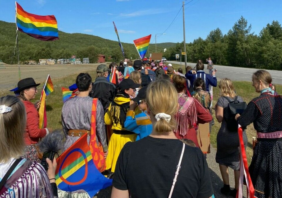 Sápmi Pride 2021 had a good show up, even though many Norwegians could not cross the border to attend. Photo: Saara-Maria Salonen