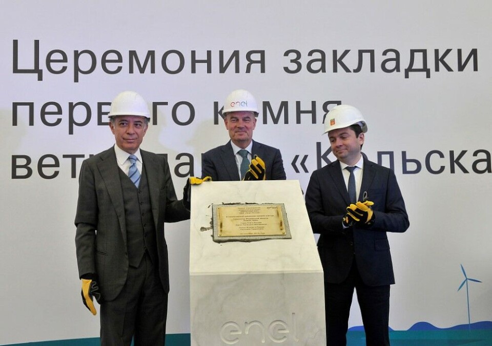 Murmansk Governor Andrey Chibis (left) together with representatives of Enel Simone Mori and Carlo Palasciano Villamagna. Photo: Gov-murman.ru