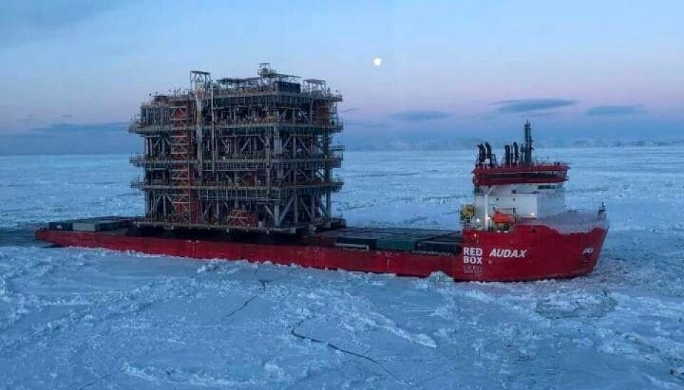 The Audax is one of the ice-class vessels now included in the U.S sanctions list against Russia. Photo: Novatek