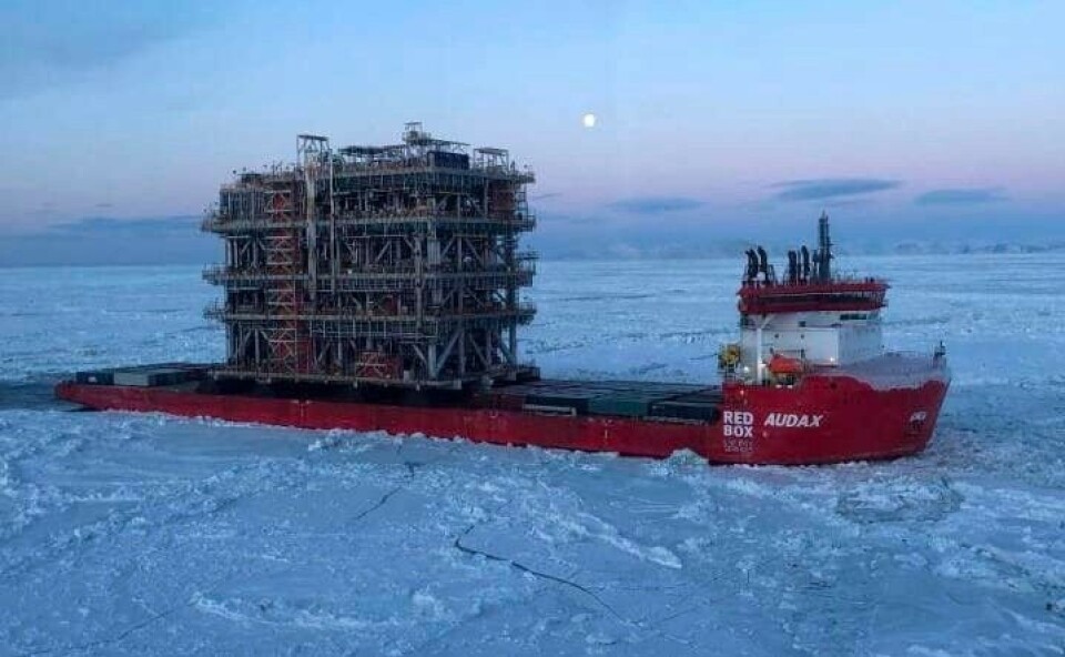 The 'Audax' in icy waters. Photo: Novatek