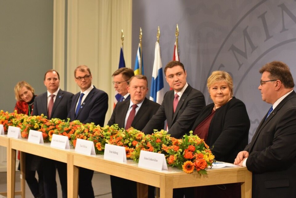 Nordic and Baltic Prime Ministers meeting in Copenhagen on November 2nd, 2016. Photo: Thomas Nilsen