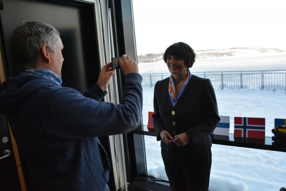 Anne Berner visits Norwegian town of Kirkenes, one of the key spots in her Arctic railway plans. Photo: Atle Staalesen