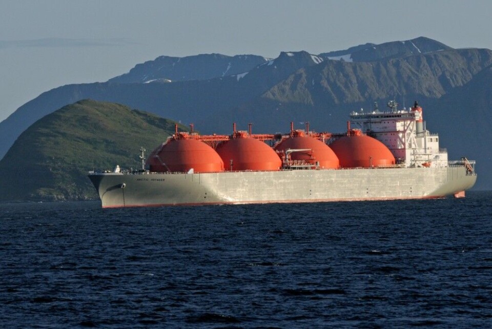 LNG-tanker 'Arctic Voyager' outside Hammerfest, Barents Sea. Photo: Thomas Nilsen