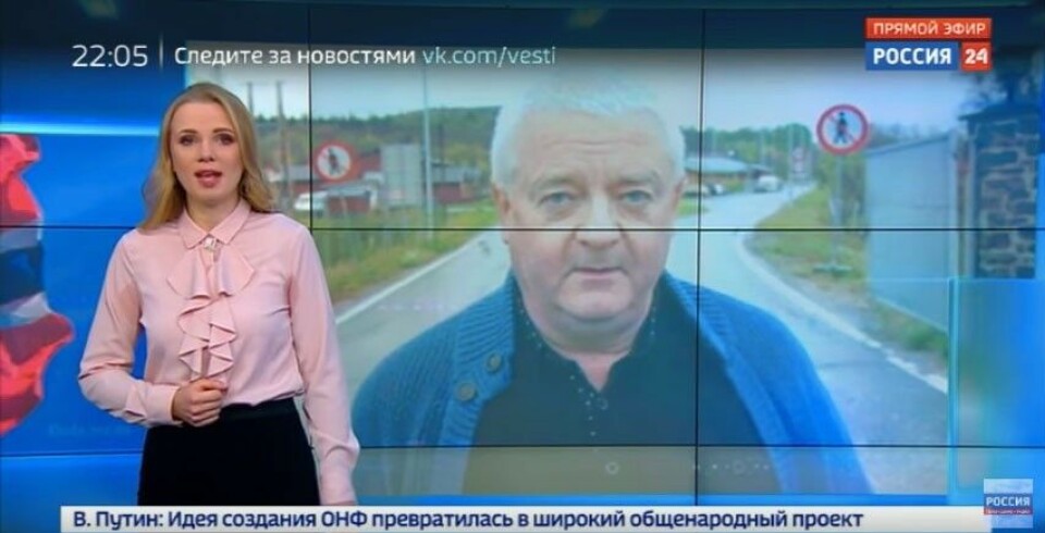 Rossiya 24 TV presenter Elizaveta Khramtsova makes clear there are more Norwegian spies in the area. Photo: Screenshot from Rossiya24