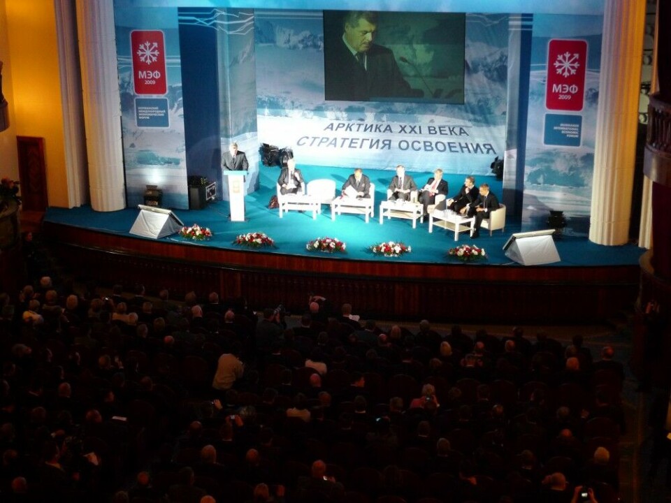 In 2009, the high-profile event Murmansk Economic Forum was held simultaneously as the Barents Ministerial meeting where, among others, all four Foreign Ministers were on the stage; Sergey Lavrov, Jonas Gahr Støre, Carl Bildt and Alexander Stubb. Photo: Thomas Nilsen