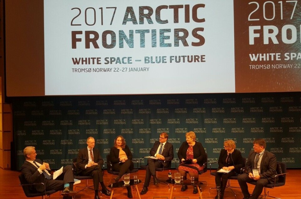 Armchair debate at the opening of Arctic Frontiers 2017. Photo: Thomas Nilsen