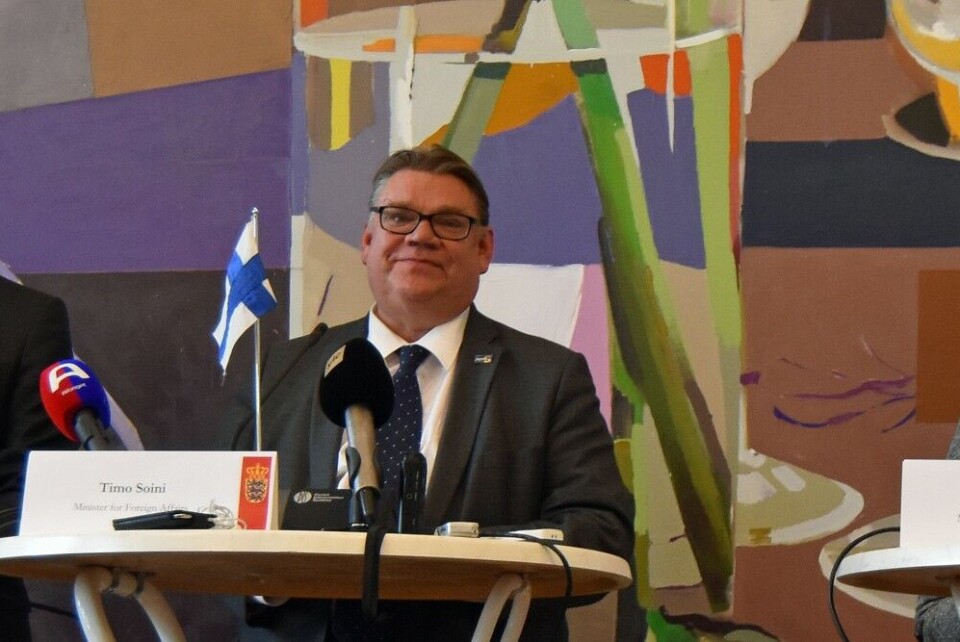 Finnish Foreign Minister Timo Soini.Photo: Thomas Nilsen