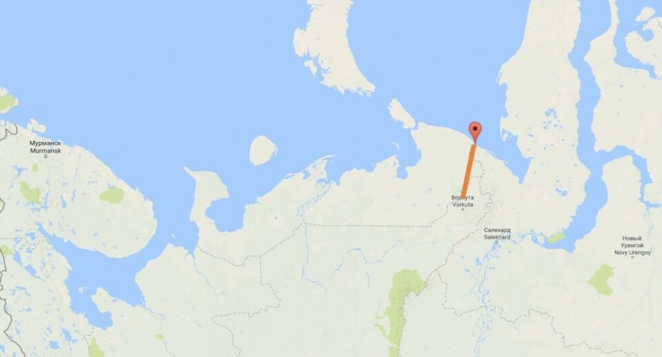 The distance between Vorkuta and Ust-Kara is about 200 km