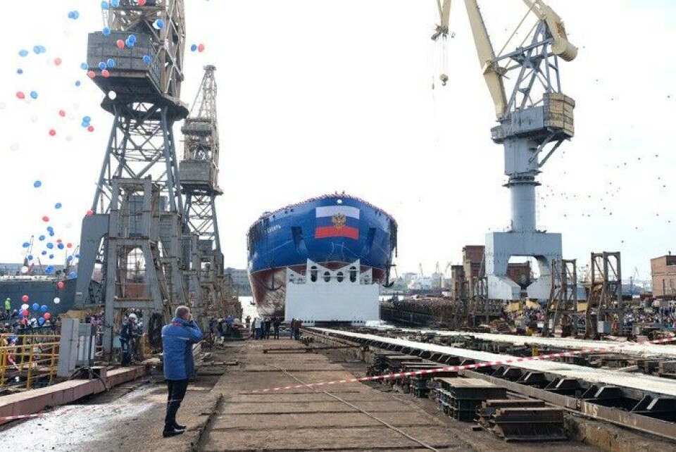 The haul of «Sibir» was floated out on September 22. Photo: Rosatomflot
