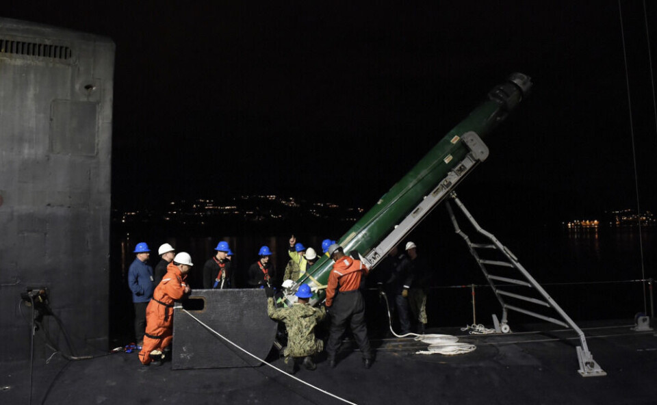 Loading of a torpedo onboard «USS Minnesota» at Haakonsvern naval base in Norway. Photo: U.S. Naval Forces Europe-Africa/U.S. 6th Fleet
