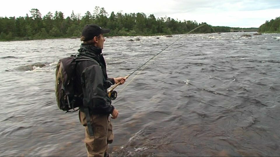 Heikki Nikula fishes the River Juvduujuuhâ. Photo: Jarmo Honkanen / Yle