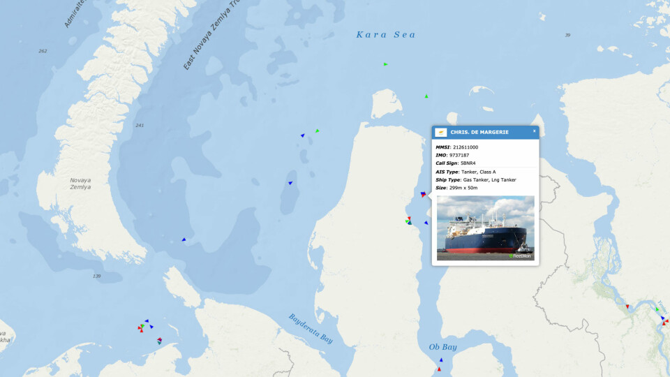 The Christophe de Margerie sails into port of Sabetta on 19th February 2021.