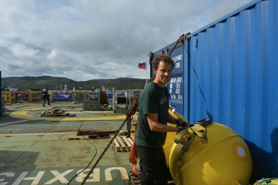 PhD student Till Bauman analyzes data collected in the Laptev and East Siberian Seas. Photo: Atle Staalesen