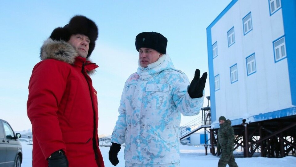 Medvedev is forced to reduce ambitions for Arctic development. Here from a visit to Franz Josef Land in April 2017. Photo: Government.ru