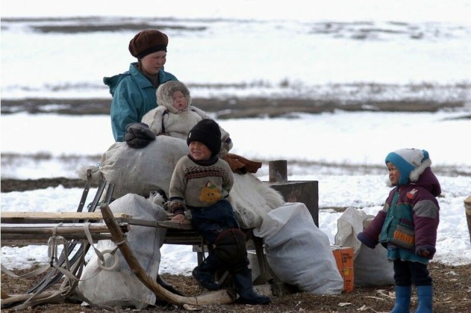 Nenets reindeer herding family on the tundra near Naryan-Mar, the capital of Nenets Autonomous Okrug. Photo: Thomas Nilsen