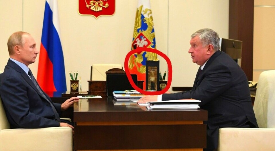 A bottle of Arctic oil for the President. Photo: Kremlin.ru