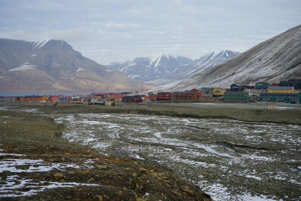 The permafrost melts under Longyearbyen, a settlement of about 2,200 people on Svalbard. Photo: Thomas Nilsen