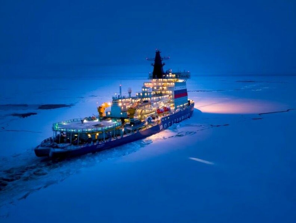Nuclear icebreaker 'Arktika' is busy in the icy waters of the Chukchi Sea. Photo: Atomflot