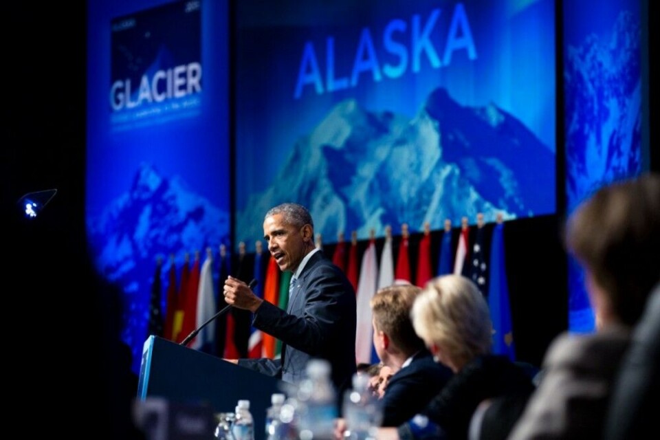 President Obama speaks on climate change at the GLACIER Conference in Anchorage, Alaska in August 2015. Photo: White House/Chuck Kennedy