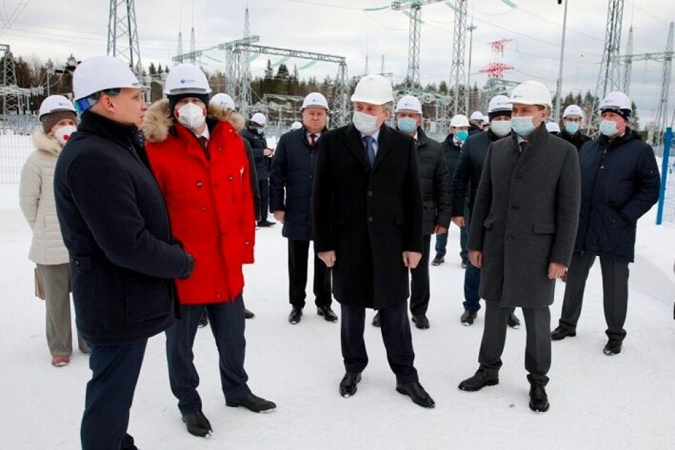 Minister Nikolai Shulginov at the opening of the Kola-Karelia power line. Photo: Rosseti