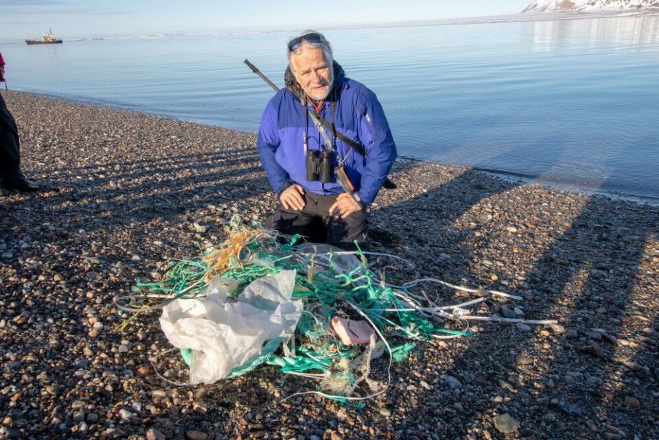Mats Forsberg is shocked by all waste drifting ashore on Svalbard. Photo: Peter Haworth
