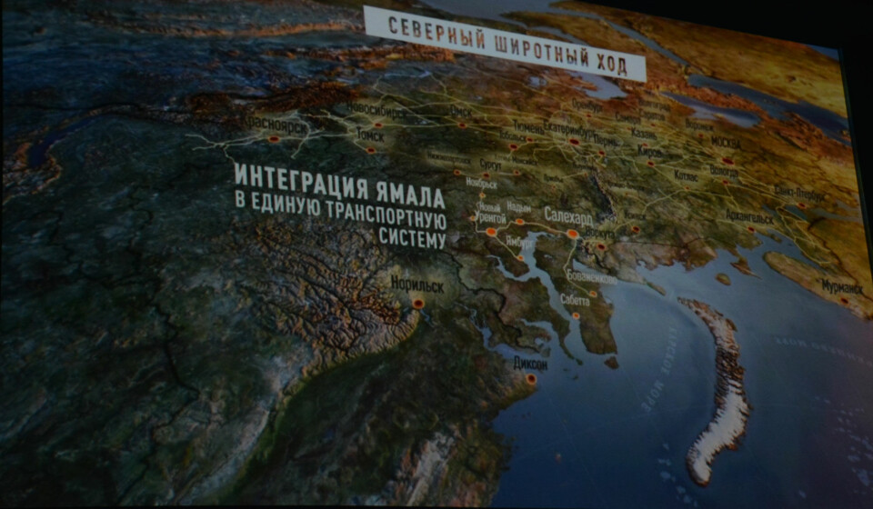The Northern Latitudinal Passage includes the construction of railways between Urengoy and Salekhard, and further north to Sabetta. Photo of map: Atle Staalesen