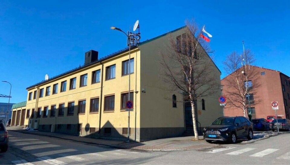 The Russian flag is still up at the Russia's Consulate General in Kirkenes, but the entrance door is closed to public.