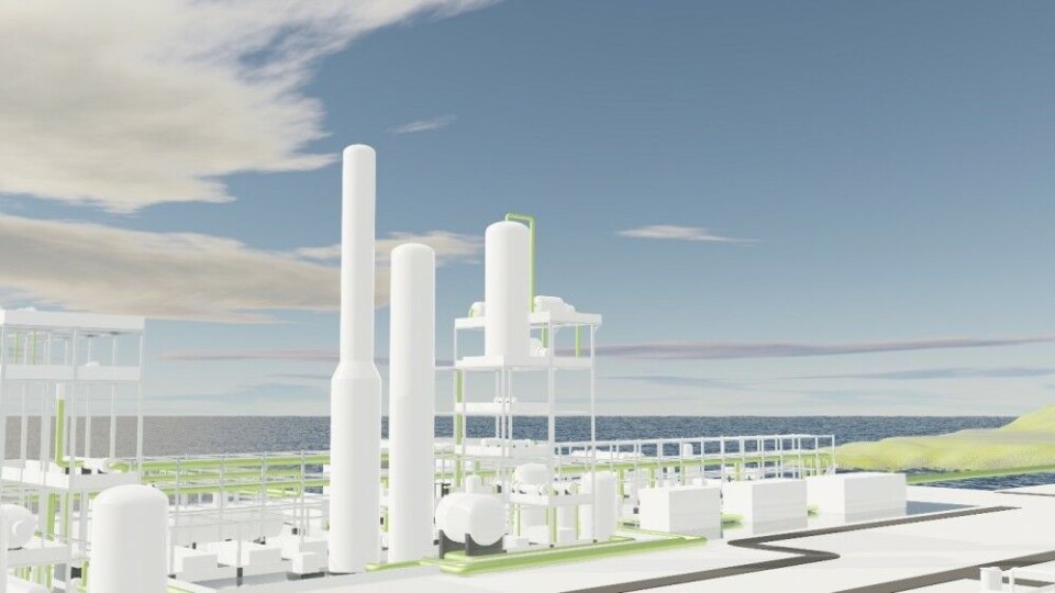 The planned green ammonia facilities on the coast to the Barents Sea. Illustration: Tek3d