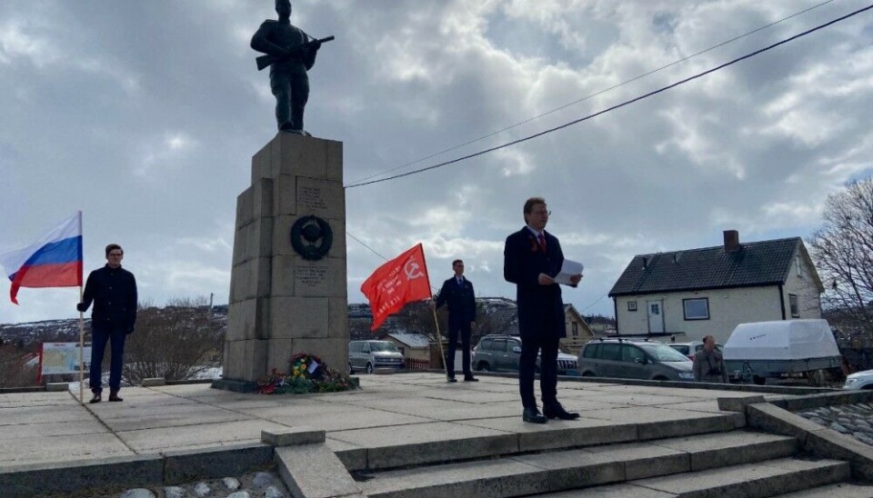 On May 9, 2022, Russia's Consul General Nikolay Konygin warned against Nazis in Europe in his speech at the Soviet Liberation Monument in Kirkenes. Photo: Thomas Nilsen