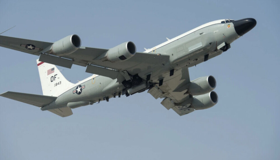 Entering Finnish airspace from the Baltic Sea area, the U.S. Air Force RC-135 Rivet Joint on Thursday flew all north to Rovaniemi before returning south. Photo: Amy M. Lovgren / 763rd Expeditionary Reconnaissance Squadron