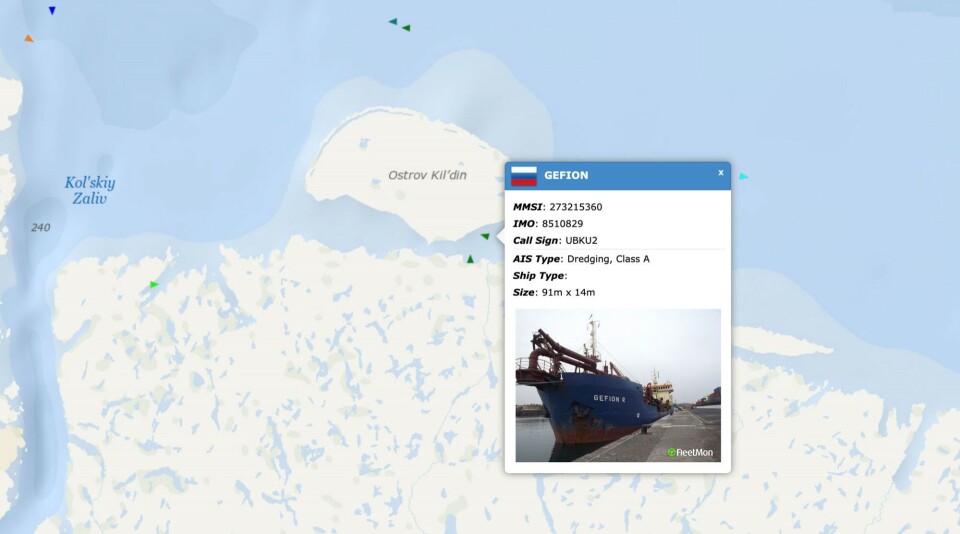 Two dredgers were engaged in the waters near Kildin for several weeks in October and November 2020.