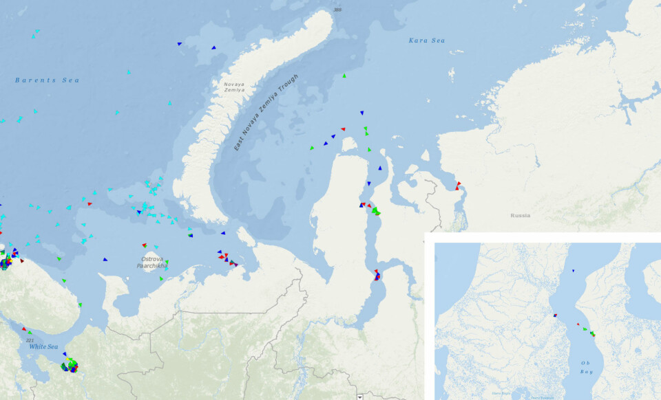 The Ob Bay in mid December 2020. Map collage by Barents Observer