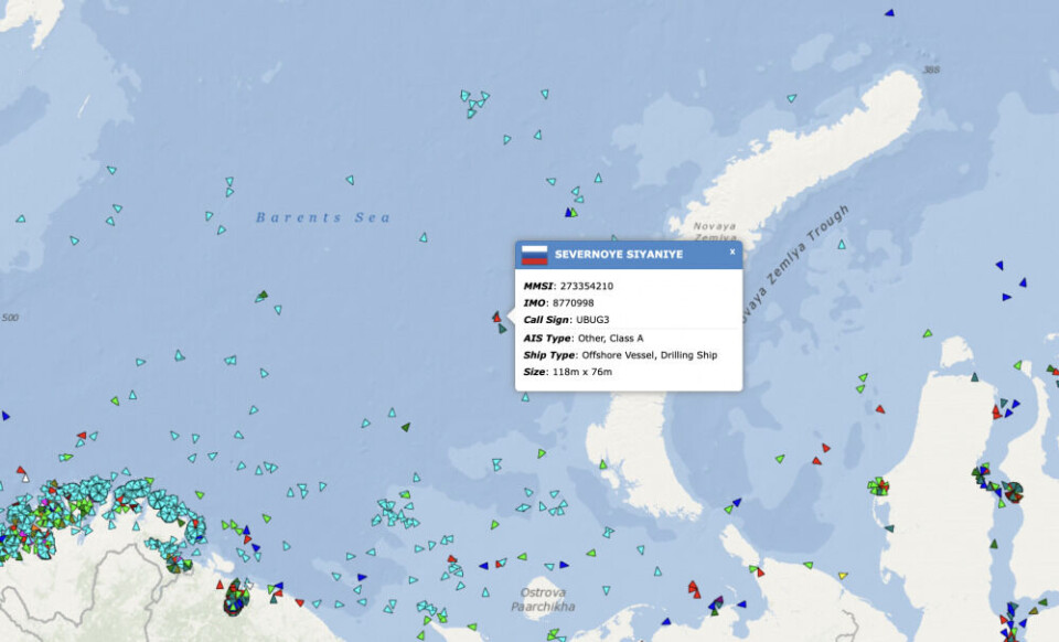 Drilling rig “Severnoye Siyanie” in the Barents Sea on the 29th of September 2022