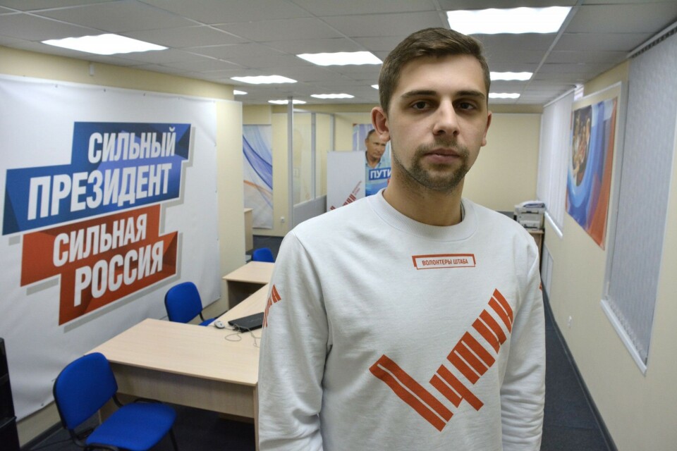 Taraz Tarazov works in Vladimir Putin’s campaign office in Murmansk. Photo: Atle Staalesen
