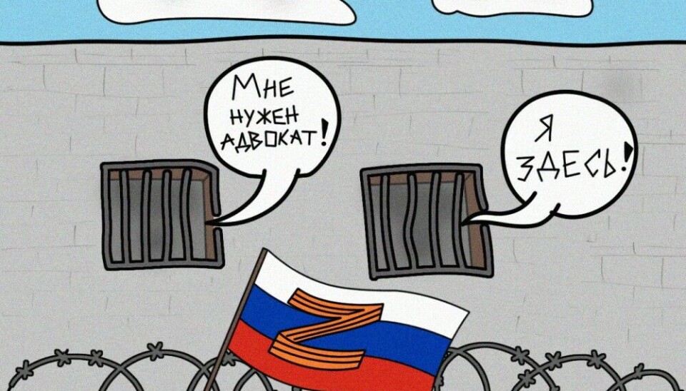 'I need a lawyer!' ... 'I'm here!' Illustration by the Barents Observer