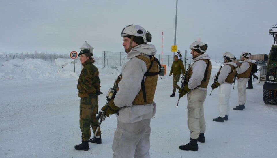 Conscript soldiers waiting to receive the King. Photo: Atle Staalesen