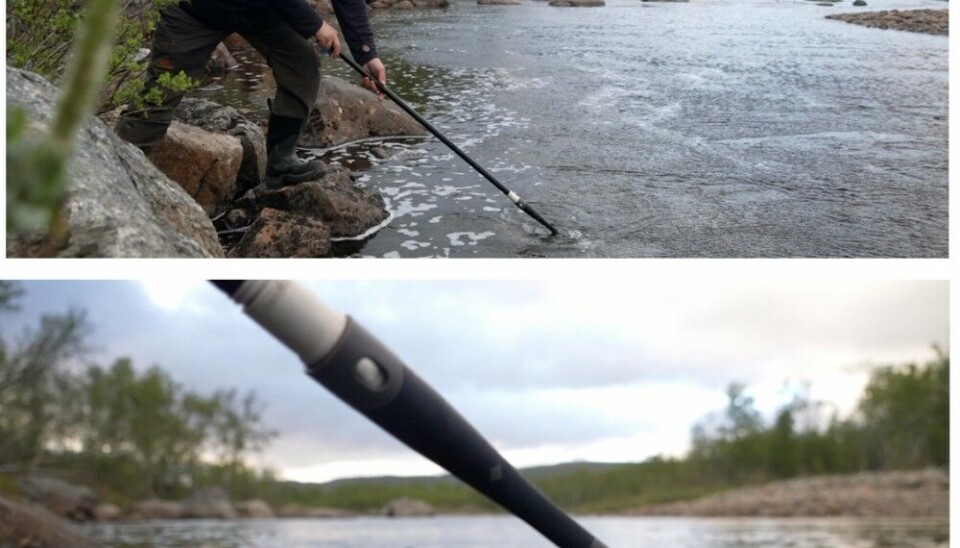 Paul Eric Aspholm taking water samples from along the river Grense Jakobselv. The border between Russia and Norway follows right along the middle of this river. Photo: Elizaveta Vereykina