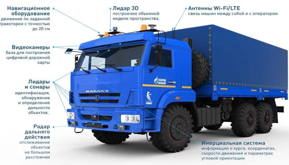 The driverless truck. Photo by: Gazprom