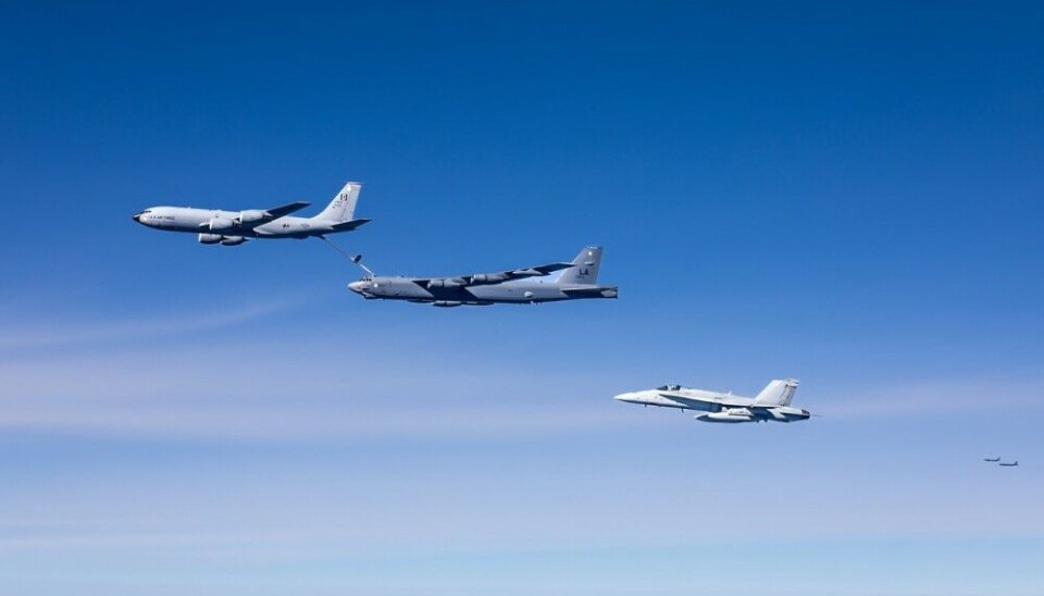 Both B-52 got mid-air refueling over Lapland, Finland. Photo: U.S. European Command