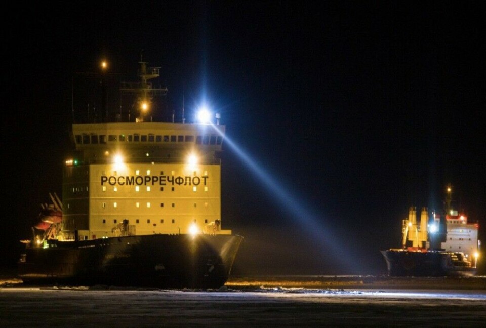 Convoy arrives in Pevek early January. All ships, except one, remain ice-locked on site. Photo: go-pevek.ru