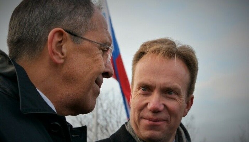 Days of smile in October 2014: Russia's Foreign Minister Sergey Lavrov met with Norway's Foreign Minister Børge Brende in Kirkenes celebrating the 70 years anniversary of the Red Army's liberation of Finnmark. Photo: Thomas Nilsen