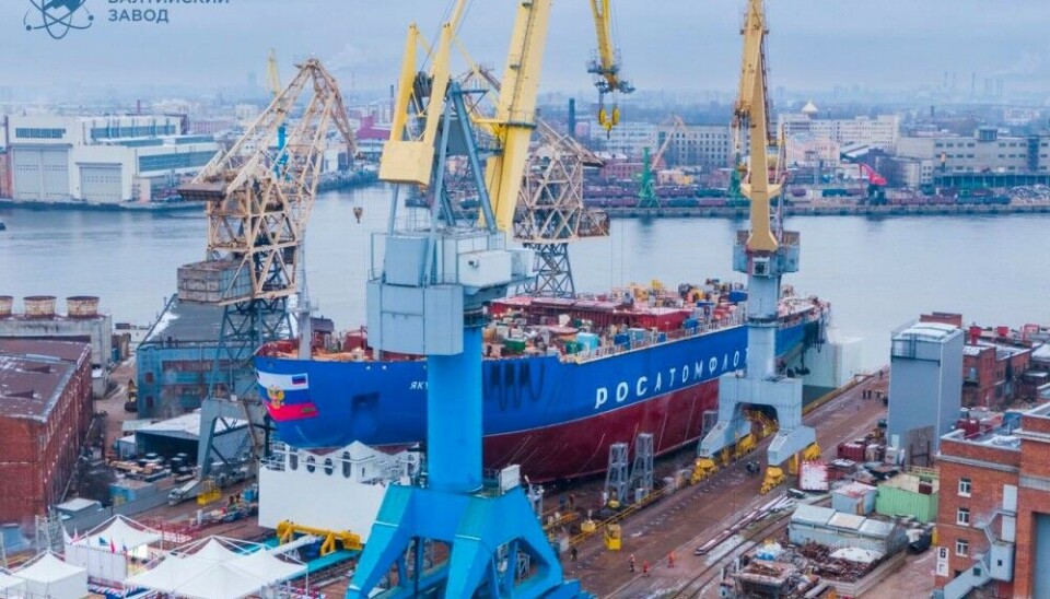Icebreaker “Yakutia” is put on the water on 22nd of November 2022. Photo: Baltic Yard