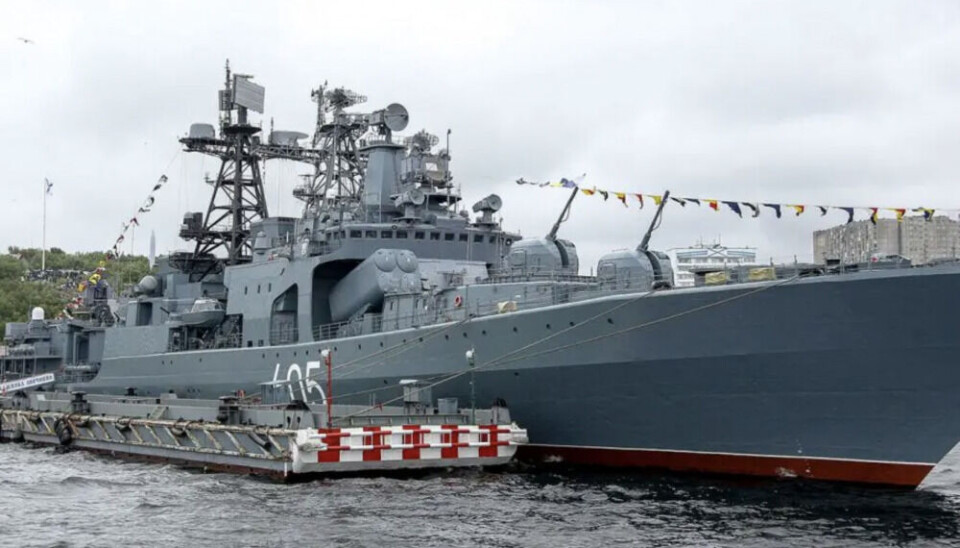 The anti-submarine ship Admiral Lavchenko has over the last few days participated in a navy drill in the Barents Sea north of Murmansk. Here at an earlier Navy Day parade in Severomorsk. Photo: Northern Fleet information department